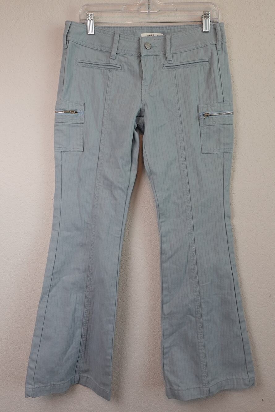 Pacsun Y2K Low Rise Flare Cargo Pants Light Blue size 26